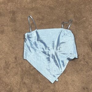 Fashion Classic Collection Baby Blue Satin Bandana Top SIZE XL